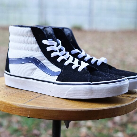 Vans Men’s Sk8-Hi Mini Cord Black Navy White Size 9 Corduroy NWT Skateboarding